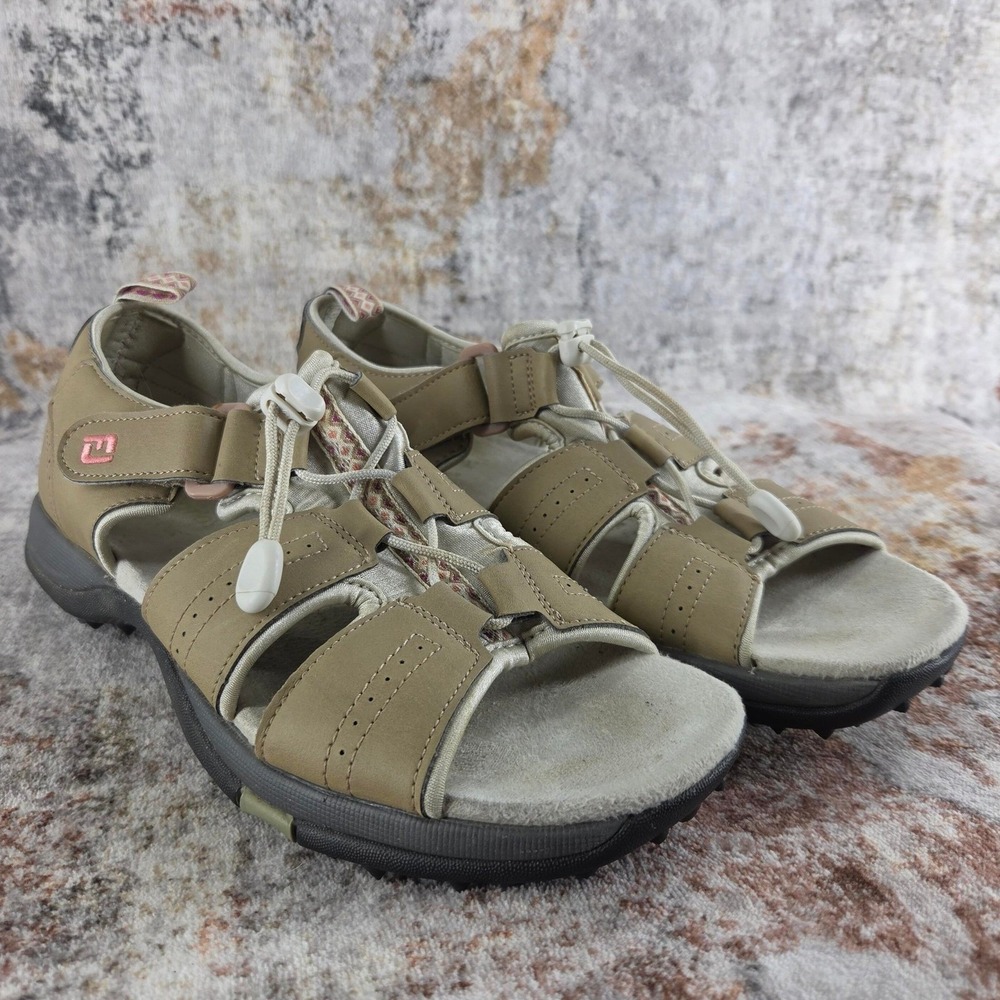 FootJoy Greenjoys Golf Sandals Womens 9 Taupe Tan Cleated Softspikes 48453